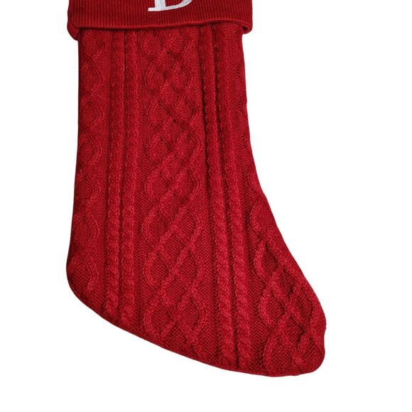 Holiday Time 19 inch Red Knit Embroidered Monogram Initial B Christmas Stocking - Picture 2 of 4